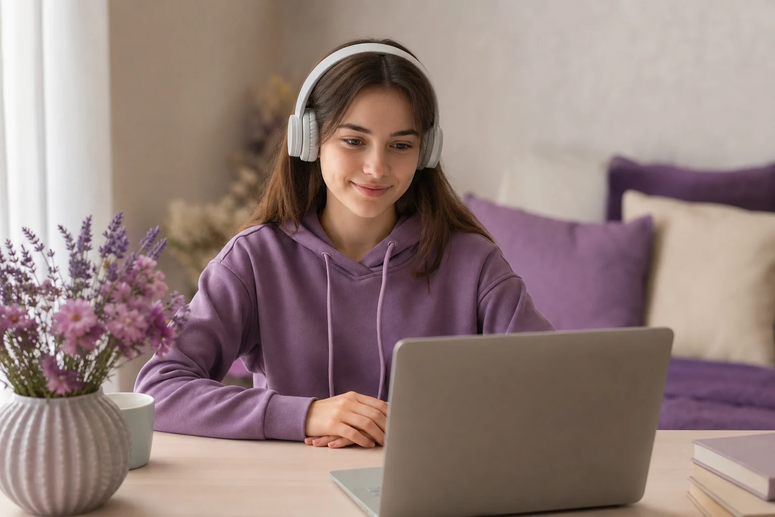 Adolescent în sesiune de consiliere online