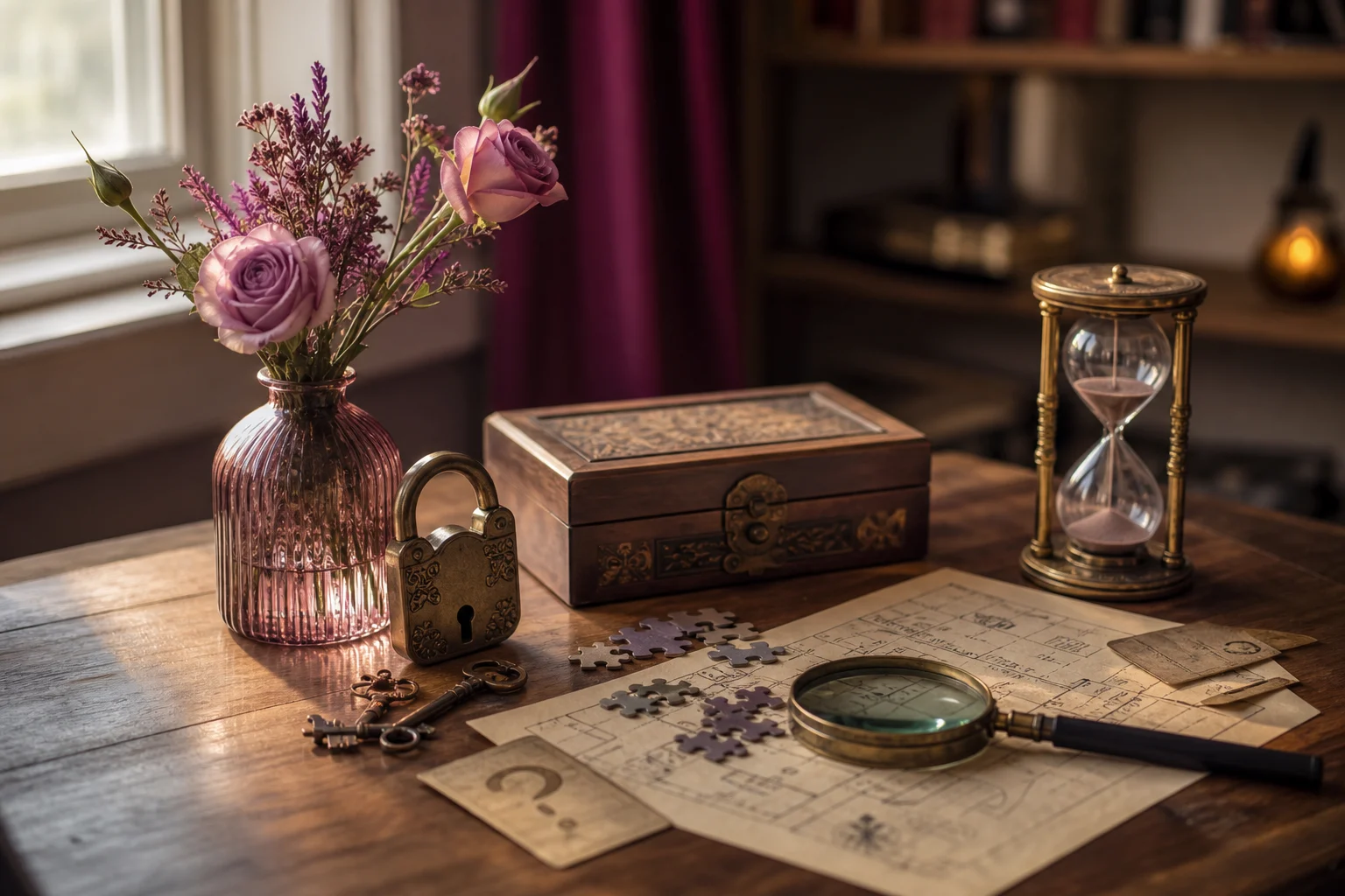 Două persoane rezolvând un puzzle într-un escape room